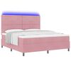 vidaXL Cama Box Spring LED com colch&atilde;o Rosa 180 x 200 cm tecido