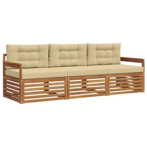 vidaXL Conjunto de Sof&aacute;s para Exterior 3 pcs Natural e Bege