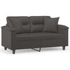 vidaXL Sof&aacute; 2 lugares c/ almofadas/almofad&otilde;es 120cm couro artif. cinza
