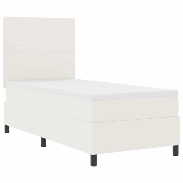 vidaXL Cama Box com luzes de tira LED Creme e Branco 203 x 80 x 128 cm