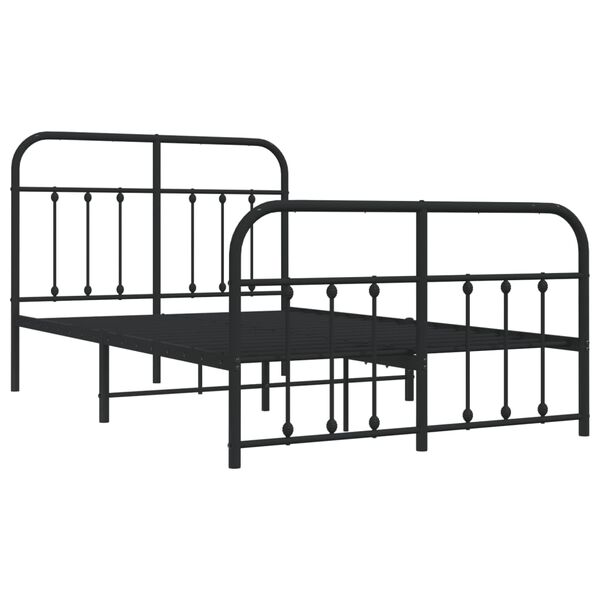vidaXL Estrutura de cama com cabeceira e p&eacute;s 120x200 cm metal preto