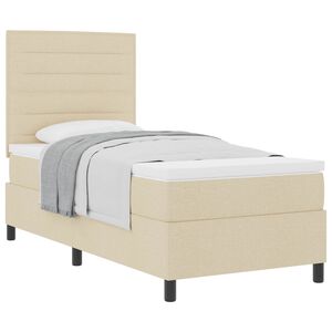 vidaXL Cama Box com colch&atilde;o com cabeceira Creme 80 x 200 cm tecido