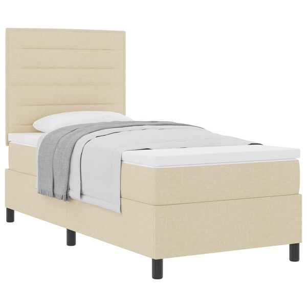 vidaXL Cama Box com colch&atilde;o com cabeceira Creme 80 x 200 cm tecido