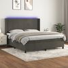 vidaXL Cama box spring c/ colch&atilde;o/LED 180x200cm veludo cinzento-escuro