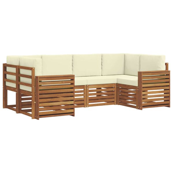 vidaXL Conjunto de Sof&aacute; Sectional com almofada 6 pcs Natural e Creme