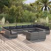 vidaXL 13 pcs conjunto lounge de jardim c/ almofad&otilde;es vime PE cinzento