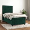 vidaXL Cama com molas/colch&atilde;o 100x200 cm veludo verde-escuro