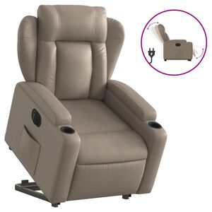 vidaXL Poltrona reclin&aacute;vel elevat&oacute;ria el&eacute;trica couro artif. cappuccino