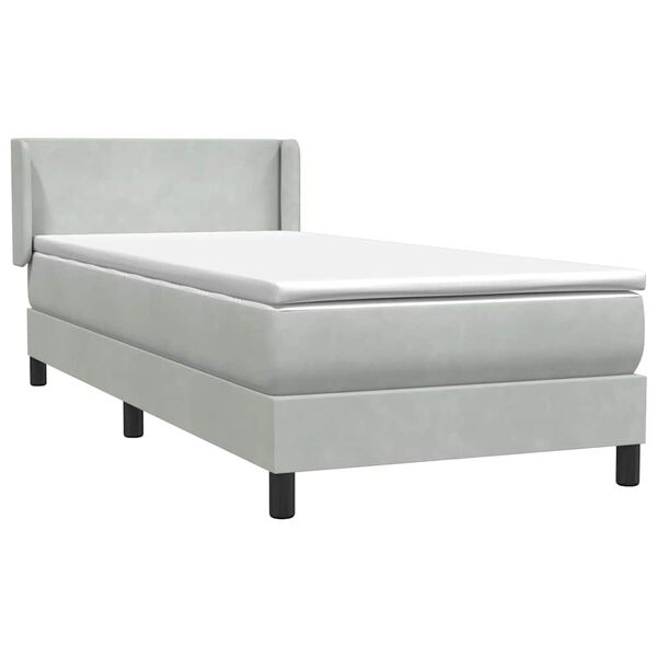 vidaXL Cama com molas/colch&atilde;o Cinza Claro 90x210 cm veludo