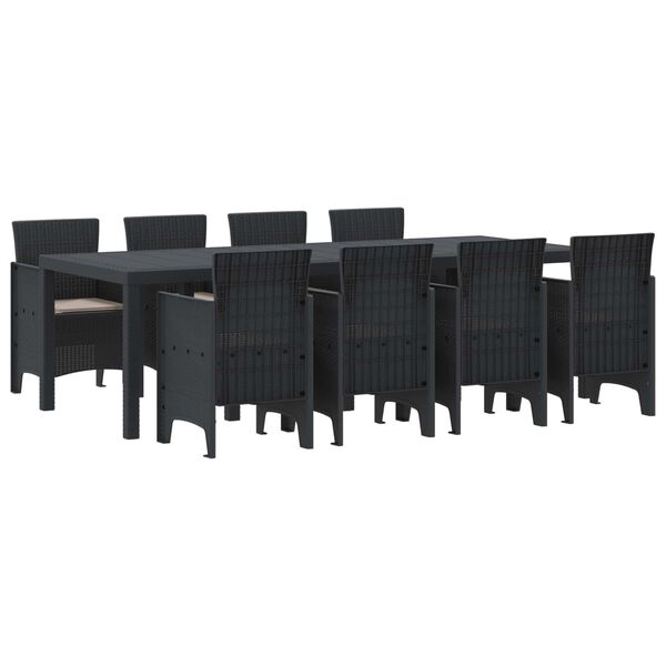 vidaXL Conjunto de Jantar para Jardim 9 pcs Antracite Rattan Polt