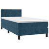 vidaXL Cama box spring c/ colch&atilde;o/LED 90x190 cm veludo azul-escuro