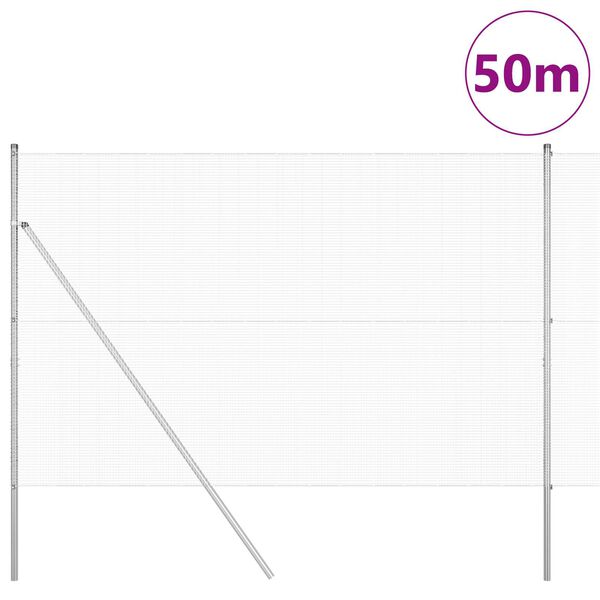 vidaXL Poste de Cerca Prateado 50 x 1,5 m (malha de 12 x 12 mm) A&ccedil;o