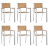 vidaXL Cadeira de Jardim 6 pcs Castanho Madeira de Teca S&oacute;lida