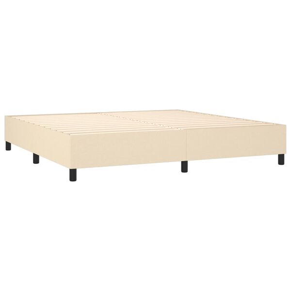 vidaXL Cama com molas/colch&atilde;o 200x200 cm tecido cor creme