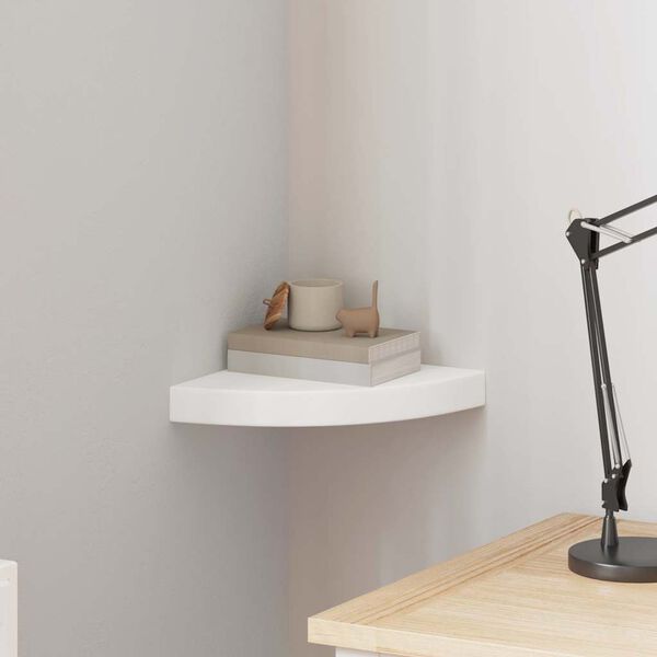 vidaXL Prateleira de canto suspensa 25x25x3,8 cm MDF branco