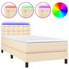 vidaXL Cama box spring c/ colchão e LED 90x200 cm tecido cor creme