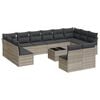 vidaXL 13 pcs conj. sof&aacute;s jardim c/ almofad&otilde;es vime PE cinzento-claro