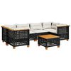 vidaXL 7 pcs conjunto de sof&aacute;s p/ jardim c/ almofad&otilde;es vime PE preto