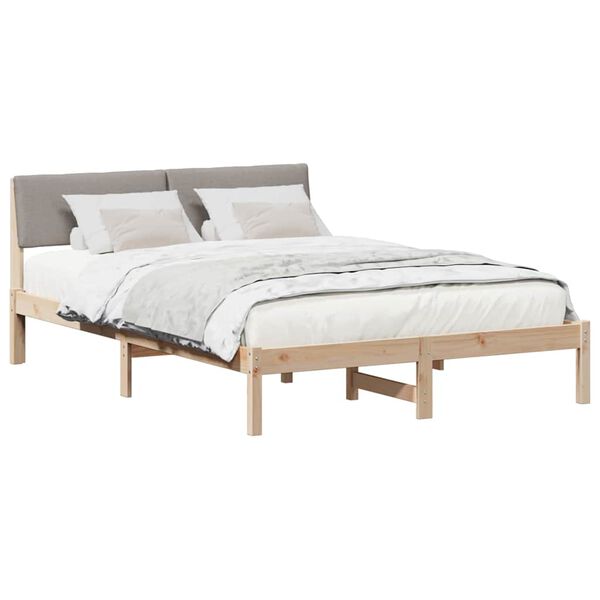 vidaXL Estrutura da cama com cabeceira Marrom e taupe 135 x 190 cm