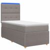 vidaXL Cama Box com LED e Colch&atilde;o Cinzento-acastanhado 80 x 200 cm