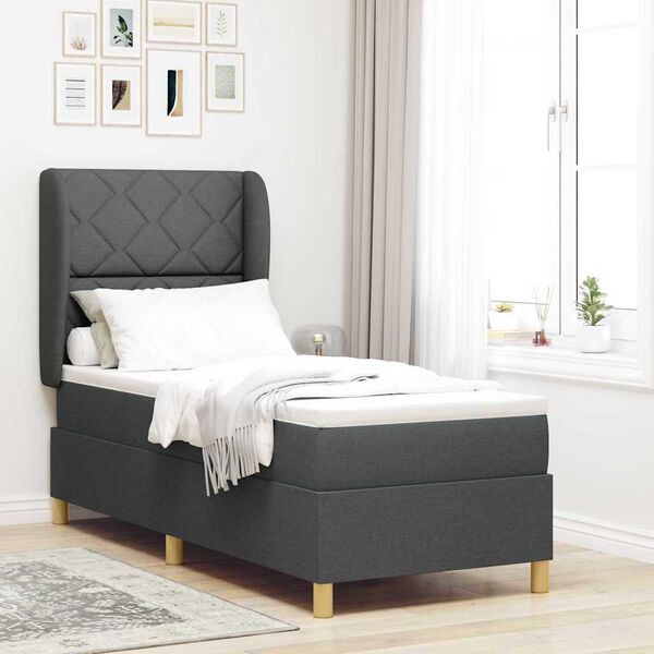 vidaXL Cama Box Springs com Colch&atilde;o Cinza Escuro 90x190 cm 80 x 200 cm