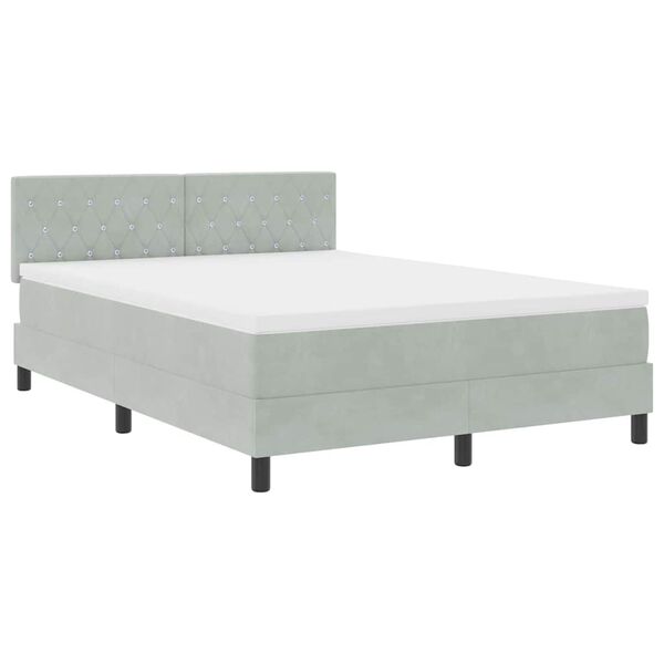 vidaXL Cama Box com colch&atilde;o Cinzento-claro 140 x 200 cm Veludo