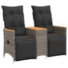 vidaXL Sof&aacute; de jardim reclin&aacute;vel 2 lugares com mesa vime PE cinzento