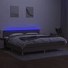 vidaXL Cama box spring colch&atilde;o/LED 200x200cm tecido cinza-acastanhado