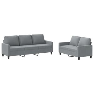 vidaXL 2 pcs conjunto de sof&aacute;s com almofad&otilde;es tecido cinzento-claro