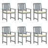 vidaXL Cadeiras de jardim c/ almofad&otilde;es 6 pcs ac&aacute;cia maci&ccedil;a cinzento