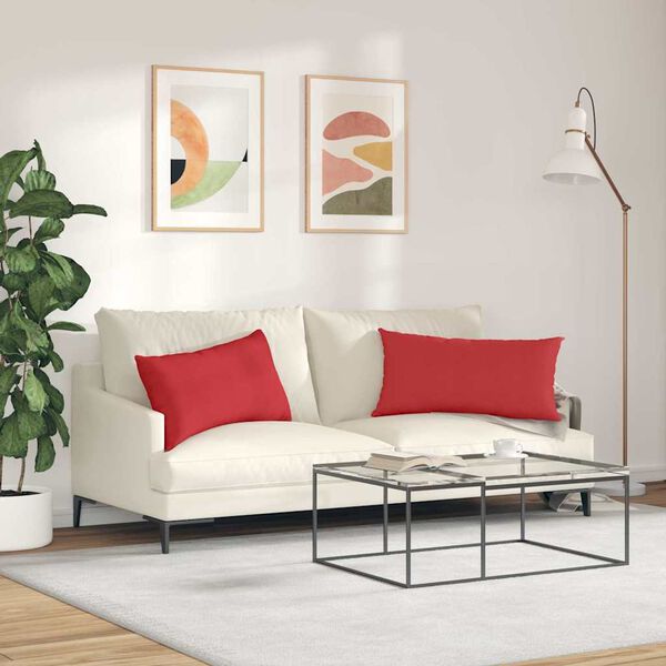 vidaXL Travesseiros de Sof&aacute; 2 pcs Vermelho 80 x 40 cm tecido