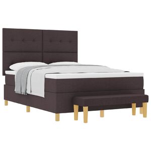 vidaXL Cama Box com colch&atilde;o Castanho escuro 140 x 200 cm tecido