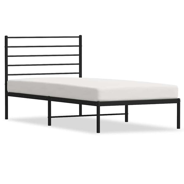 vidaXL Estrutura de cama com cabeceira 100x200 cm metal preto