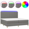 vidaXL Cama box spring c/ colch&atilde;o e LED 200x200 cm tecido cinza-escuro