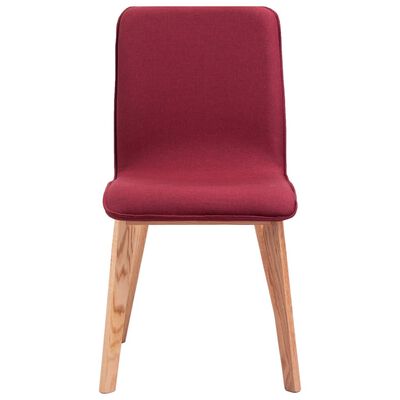 vidaXL Cadeiras de jantar 4 pcs tecido vermelho e carvalho maciço