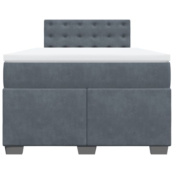 vidaXL Cama boxspring com colch&atilde;o 120x190 cm veludo cinzento-escuro