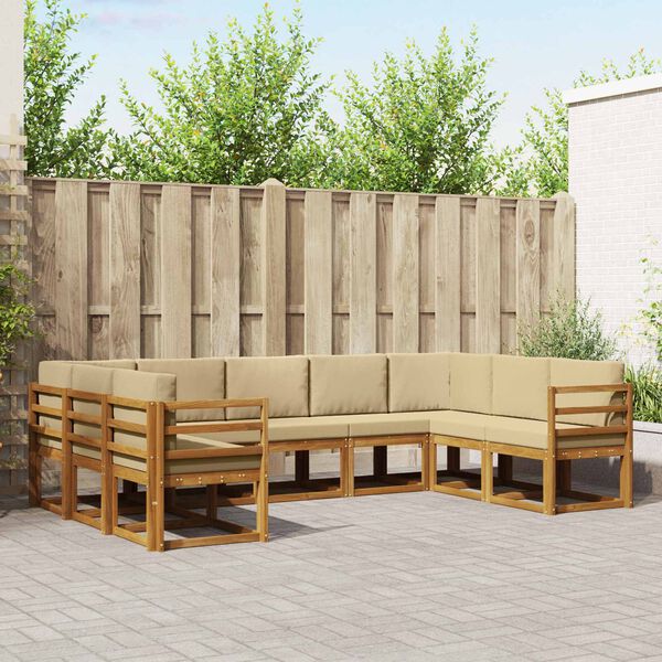 vidaXL Conjunto de Sof&aacute;s para Exterior 9 pcs Natural e Bege