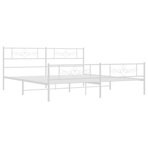 vidaXL Estrutura de cama com cabeceira e p&eacute;s 180x200 cm metal branco