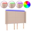 vidaXL Cabeceira cama c/ LED couro artif. 147x16x118/128 cm cappuccino