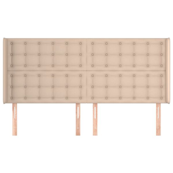 vidaXL Cabeceira cama c/ abas couro artif. 203x16x118/128cm cappuccino
