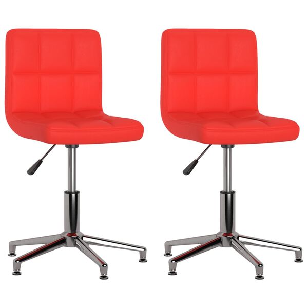 vidaXL Cadeiras de jantar girat&oacute;rias 2 pcs couro artificial vermelho