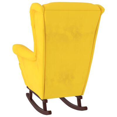 vidaXL Cadeira baloiço c/ pernas em madeira seringueira veludo amarelo
