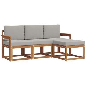 vidaXL Conjunto de Sof&aacute;s para Exterior 4 pcs Cinza Natural e Claro