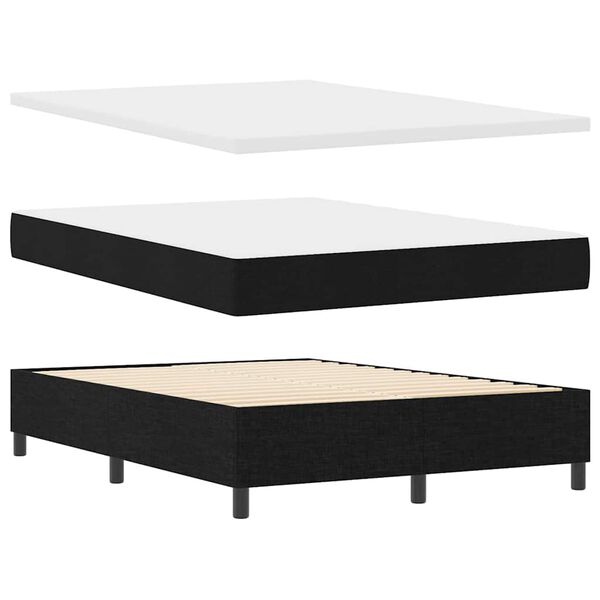 vidaXL Cama Box com colch&atilde;o com cabeceira Preto 140 x 190 cm tecido