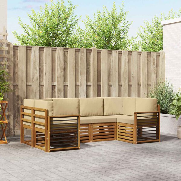 vidaXL Conjunto de Sof&aacute; Sectional com almofada 6 pcs Natural