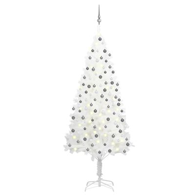 vidaXL Árvore Natal artificial pré-iluminada c/ bolas 210 cm branco