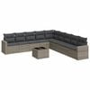 vidaXL 10 pcs conjunto sof&aacute;s de jardim c/ almofad&otilde;es vime PE cinzento