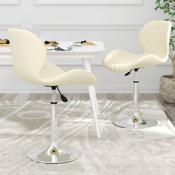 vidaXL Cadeiras de jantar girat&oacute;rias 2 pcs veludo cor creme