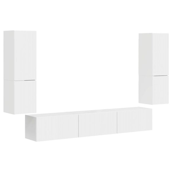vidaXL Conjunto de m&oacute;vel de TV 4 pcs Branco Brilhante