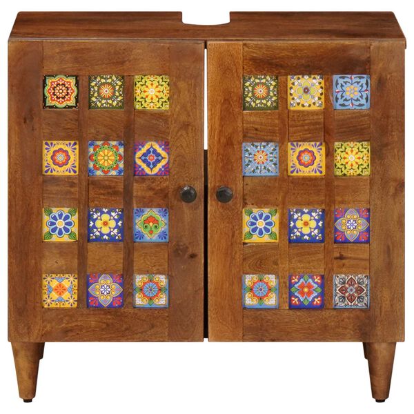 vidaXL Arm&aacute;rio para Pia de Banheiro com porta Nogueira 62 x 33 x 58 cm